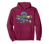 Disney Zootopia 2 Illustrated Characters and Logo Pullover Hoodie, Adult Unisex, Burgundy, X-Large
