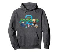 Disney Zootopia 2 Illustrated Characters and Logo Pullover Hoodie, Adult Unisex, Dark Heather Grey, Medium
