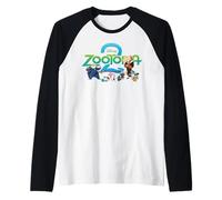 Disney Zootopia 2 Illustrated Characters and Logo Raglan Baseball Tee