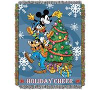 Disney's Mickey Mouse """"Spread Cheer"""" Woven Tapestry Throw Blanket 48"""" x 60"""" Multi Color