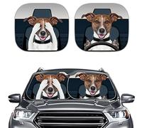 DISNIMO 2PCS/Set Car Windshield Sunshade Block UV Rays Sun Protection Funny Beagle Dogs Driver Printed 2 PCS Foldable Windshield Sun Shade Accessories