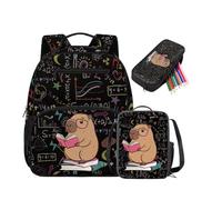 DISNIMO Capybara Backpack and Lunch Box Set for Boy 2-4 Year Old 3 Piece Cute Toddler Backpack with Pencil Pouch Mini Bag for Kindergarten PreKindergarten