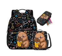DISNIMO Capybara Backpack for Kids 2-4 3 Piece Set Boys Backpack with Lunch Box and Pencil Pouch Cute Backbag for Boys 3-5 Year Old Preschool School Supplies