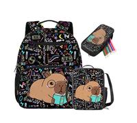 DISNIMO Capybara Backpack with Cooler Lunch Box and Pen Pouch 3Pcs Set Cute Toddler Backpacks for Boys 2-3 Years Preschool Kindergarten Mochila De Niña