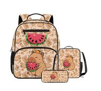 DISNIMO Capybara Backpack with Lunch Compartment 3 Piece Set Small Toddler Backpack with Pen Holder for Boys 3-5 Years Old Preschool Back to School