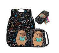 DISNIMO Capybara Kids Backpack with Lunch Compartment 3 Piece Set Small Toddler Backpack with Pen Holder for Boys 2-4 Years Old Preschool Nursery School
