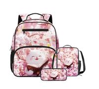 DISNIMO Cat Backpack Set 3PCS Small Toddler Backpack with Thermal Lunch Tote Bag and Pencil Pouch Colorful Backbag for 2-4 Year Old Girls Preschool School Supplies