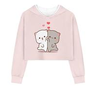 DISNIMO Cute Cat Girl's Crop Tops 5 6 Long Sleeve Hoodie Cropped Sweatshirt Shirt Causal Pullover Top Spring Fall Gym Sport Outfits Running Hiking Camping Clothing