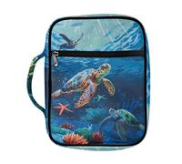 DISNIMO Fashion Sea Turtle Bible Cover Bag Bible Case for Women Carrying Book Cover Case Lrge Capacity Church Bag Bible Protective Bag with Handle Kids Study Bible Bag