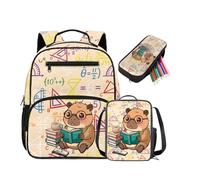 DISNIMO Girls Backpack Set 3-in-1 Mini Toddler Backpack with Cooler Lunch Box and Pencil Pouch Capybara Small Backbag for Girls 3-6 Years Old Kindergarten Nursery School