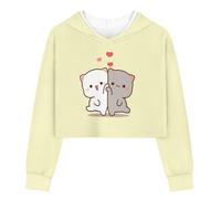 DISNIMO Girl's Cute Cat Crop Tops 5 6 Long Sleeve Hoodie Sweatshirt Shirt Causal Pullover Top Spring Fall Gym Sport Outfits Running Hiking Camping Clothing