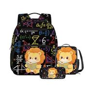 DISNIMO Kids Lion Backpack Set for Boys 3-5 Years Old Cute Toddler Bag with Insulated Lunchbox Pencil PouchSmall Colorful Backpacks for PreKindergarten Back to School