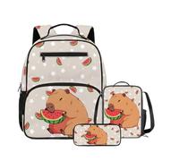 DISNIMO Kindergarten Capybara Backpack Set 3PCS Mini Backpack with Cooler Lunch Tote Bag and Zipper Pouch for Toddler Boys 2-5 PreKindergarten Toddler
