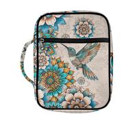 DISNIMO Mandala Flower Hummingbird Print Bible Cover Bible Case for Women Girls Large Size Carrying Book Cover Case Church Bag Bible Protective Bag with Handle and Zippered Pocket Kids Study Bible Bag
