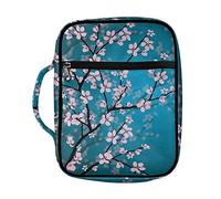 DISNIMO Peach Blossoms Bible Cover Bible Case for Women Girls Large Size Carrying Book Cover Case Church Bag Bible Protective Bag with Handle and Zippered Pocket Kids Study Bible Bag