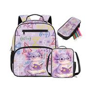 DISNIMO Purple Axolotl Backpack for 4-6 Years Old Girls 3-in-1 Backpack with Lunch Box Pencil Pouch Toddler Backbag for Kindergarten Cute School Bookbag Mochila De Niña