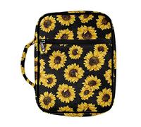 DISNIMO Sunflower Bible Cover Bible Case for Women Girls Large Size Carrying Book Cover Case Church Bag Bible Protective Bag with Handle and Zippered Pocket Kids Study Bible Bag
