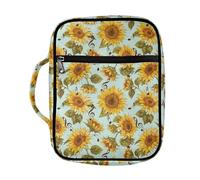 DISNIMO Sunflower Musical Note Bible Cover Bible Case for Women Girls Large Size Carrying Book Cover Case Church Bag Bible Protective Bag with Handle and Zippered Pocket Kids Study Bible Bag
