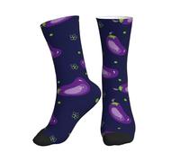 DISNIMOO Eggplant Crew Socks for Women Men Athletic - Comfort Soft Mid Calf Sole Running Socks