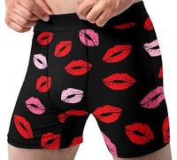 DISNIMOO Mens Lipstick Kisses All Over Boxer Briefs Valentines Day Underwear