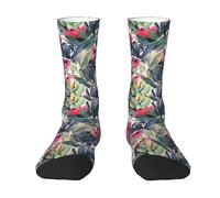 DISNIMOO Painted Protea Pattern On White Background, Compression Socks Crew Socks Casual Adult Socks Sports Socks