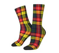 DISNIMOO Scots Style Clan Buchanan Tartan Plaid Socks Wedding High Socks For Men Women Crew Socks