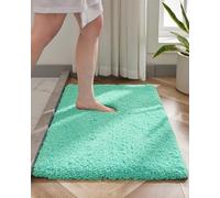Disolla Bathroom Rug 20x32 Non Slip Fluffy Spa Blue Bath Mat for Bathroom Floor Washable Plush Luxury Bath Rug for Tub Soft Shaggy Absorbent Shower Sink Mat