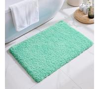 Disolla Bathroom Rug 20x32 Non Slip Fluffy Spa Blue Bath Mat for Bathroom Floor Washable Plush Luxury Bath Rug for Tub Soft Shaggy Absorbent Shower Sink Mat