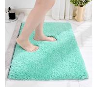 Disolla Bathroom Rug 20x32 Non Slip Fluffy Spa Blue Bath Mat for Bathroom Floor Washable Plush Luxury Bath Rug for Tub Soft Shaggy Absorbent Shower Sink Mat