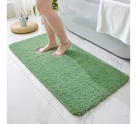 Disolla Bathroom Runner Rug 24x48 Green Fluffy Non Slip Bath Mat for Tub Washable Plush Floor Mat Luxury Shag Absorbent Bath Rug for Shower Soft Bathroom Sink Mat