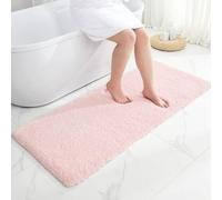Disolla Bathroom Runner Rug 24x59 Non Slip Fluffy Long Bath Mat for Bathroom Floor Washable Plush Luxury Bath Rug for Tub Absorbent Shower Sink Mat Bedside Rug, Sakura Pink