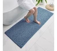 Disolla Bathroom Runner Rug 24x60 Non Slip Washable Long Bath Mat for Tub Thick Soft Absorbent Bathroom Floor Mat Large Chenille Bath Rug for Shower, Blue