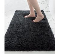 Disolla Black Bath Mat 17x24in Washable Non Slip Bath Rug for Bathroom Floor Soft Absorbent Plush Shower Mat for Tub Modern Luxury Bathroom Carpet