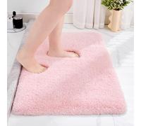 Disolla Pink Bathroom Rug 17x24 - Non-Slip Plush Small Bath Mat, Highly Absorbent & Ultra Soft Fluffy Floor Mat, Machine Washable for Shower and Tub