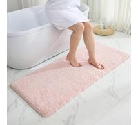 Disolla Pink Bathroom Runner Rug 24x59 Non Slip Fluffy Long Bath Mat for Bathroom Floor Washable Plush Luxury Bath Rug for Tub Absorbent Bathroom Shower Sink Mat
