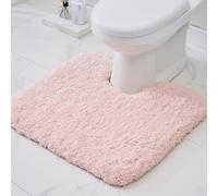 Disolla Pink Toilet Rug 22x24 Non Slip Fluffy Toilet Floor Mat U Shaped Washable Bathroom Contour Rug for Toilet Absorbent Thick Toilet Carpet