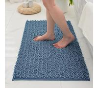 Disolla Small Bathroom Rug Non Slip Washable Blue Bath Mat 17x24 Super Absorbent Soft Bathroom Floor Mat Chenille Bath Rug for Shower Tub