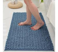 Disolla Small Bathroom Rug Non Slip Washable Blue Bath Mat 20x32 Super Absorbent Soft Bathroom Floor Mat Chenille Bath Rug for Shower Tub