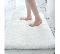 Disolla Small Bathroom Rugs 17x24 Non Slip White Fluffy Bath Mat for Bathroom Floor Machine Washable Plush Luxury Bath Rug for Tub Soft Shaggy Absorbent Shower Mat