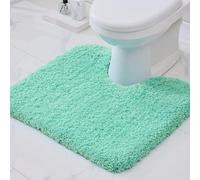 Disolla Toilet Rug 22x24 Spa Blue Non Slip Fluffy Toilet Floor Mat U Shaped Washable Bathroom Contour Rug for Toilet Absorbent Thick Toilet Carpet