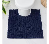 Disolla Toilet Rug 24x24 Non Slip Plush Bathroom Floor Mat U Shaped Washable Contour Rug for Toilet Absorbent Thick Foot Rug, Navy