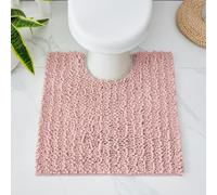 Disolla Toilet Rug 24x24 Non Slip Plush Bathroom Floor Mat U Shaped Washable Contour Rug for Toilet Absorbent Thick Foot Rug, Pink