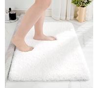 Disolla White Bathroom Rug 20x32 - Non-Slip Plush Thick Bath Mat, Highly Absorbent & Ultra Soft Fluffy Floor Mat, Machine Washable for Shower and Tub