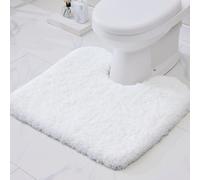 Disolla White Toilet Rug 22x24 Non Slip Fluffy Toilet Floor Mat U Shaped Washable Bathroom Contour Rug for Toilet Absorbent Shaggy Toilet Foot Rug