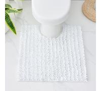 Disolla White Toilet Rug 24x24 Non Slip Plush Bathroom Floor Mat U Shaped Washable Contour Rug for Toilet Absorbent Thick Foot Rug