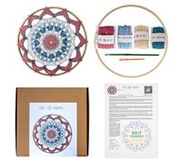 Disonema Crochet Mandala Kit 8 Or 10 Inch Bamboo Hoop Premium 100% Cotton Yarn Crochet Hook Step by Step Printed Pattern QR Video Tutorial DIY Gift for Beginners Handmade Relax (Pink Wave, 10 inch)