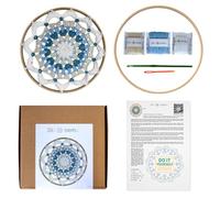 Disonema Crochet Mandala Kit 8 Or 10 Inch Bamboo Hoop Premium 100% Cotton Yarn Crochet Hook Step by Step Printed Pattern QR Video Tutorial DIY Gift for Beginners Handmade Relax (White Wave, 10 inch)