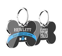 DISONTAG QR Dog Name Tags Personalised UK Bone 2 Faces ID Tags for Dogs Cat Pet Tag for Pass Quick Show Address Name Vaccines and Privacy Protection(Bone)