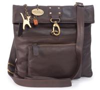 Catwalk Collection Handbags - Women's Leather Anti Theft Cross Body Bag - Small Messenger Bag - Adjustable Shoulder Strap - Dispatch - Dark Brown
