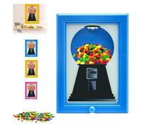 Dispenser Picture Frame, Gumball Machine in Frame for Candy, Nuts, Dog & Cat Treats, Interactive Fast Distribution, Perfect for Birthday, Office & Classroom Decor (Blue)